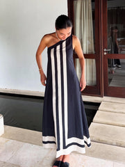 Asymmetrical Neckline Midi Dress Newgew Dresses