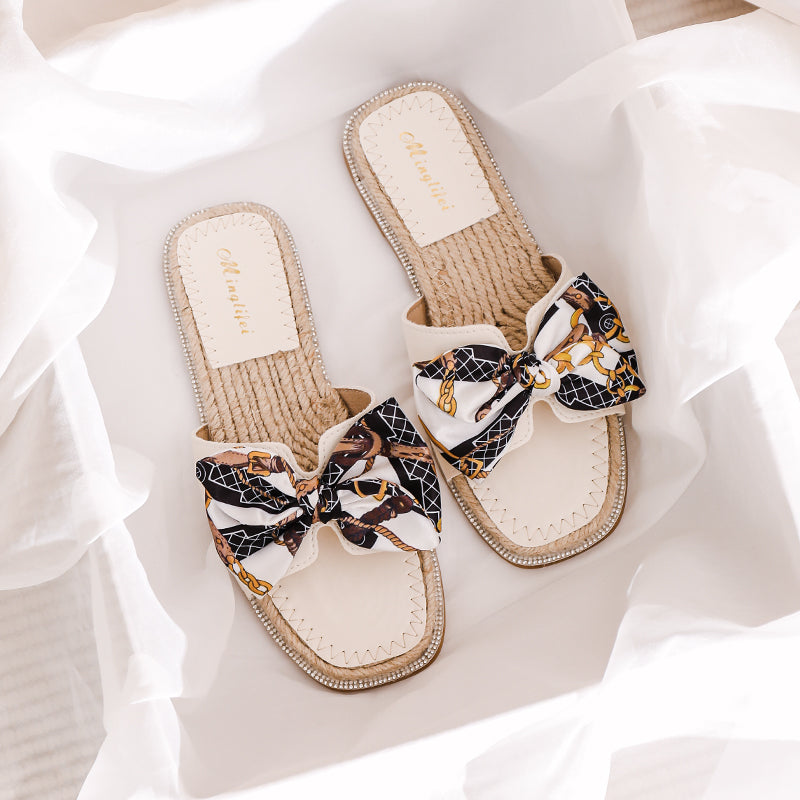 Women Fashion Bowknot Casual Summer Slides Newgew Shoes