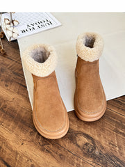 Women Retro Minimalist Suede Furred Snow Boots Newgew Shoes