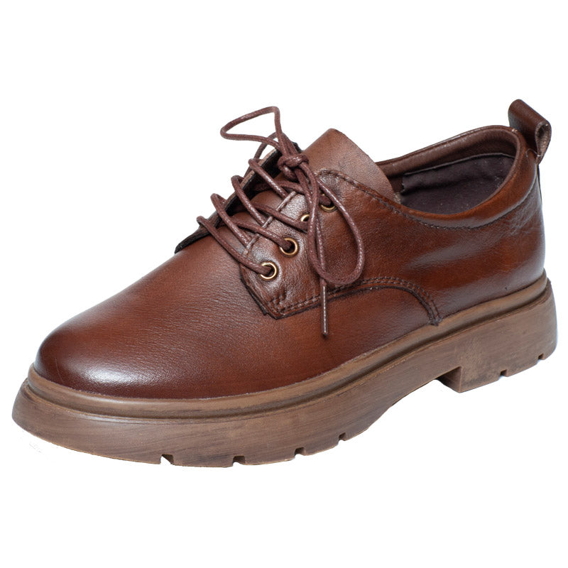 Women Flat Retro Leather Casual Shoes Newgew Shoes