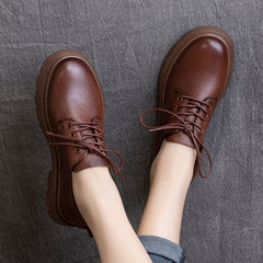 Women Flat Retro Leather Casual Shoes Newgew Shoes