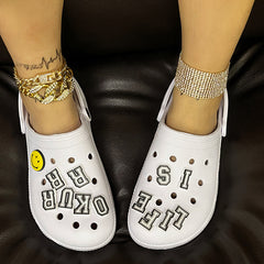 Casual Living Hollowed Out Letter Round Comfortable Shoes NewGew