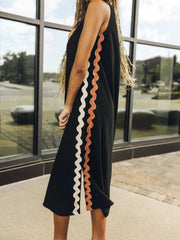 Side Wave Stripes Embellished Side Slit Loose Dress Newgew Dresses