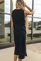 Side Wave Stripes Embellished Side Slit Loose Dress Newgew Dresses