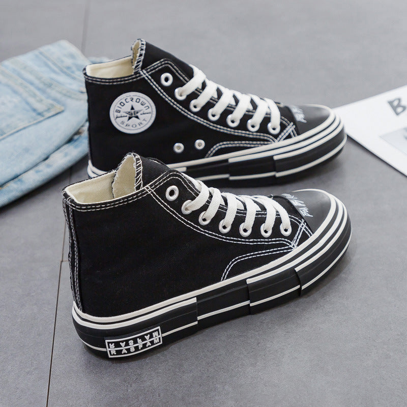 Women's High Top Little Black Korean Style Canvas Shoes Newgew