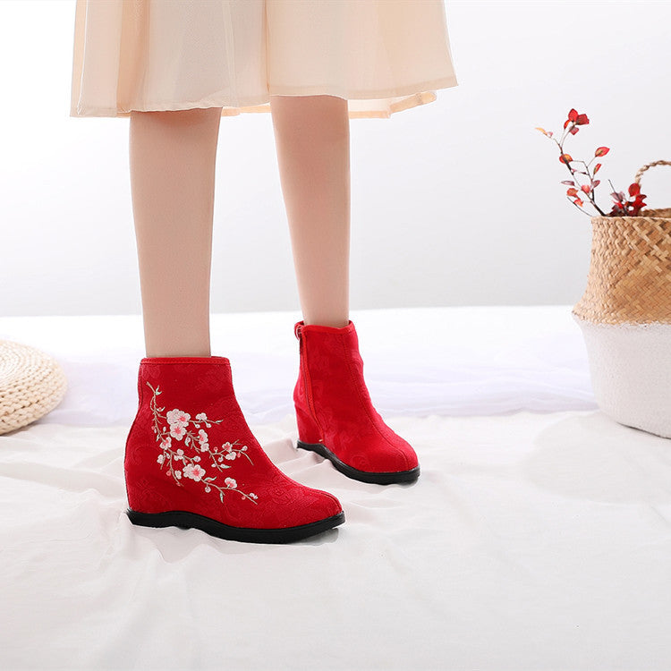 Women's Style Embroidered Height Increasing Insole Ancient Han Canvas Shoes Newgew