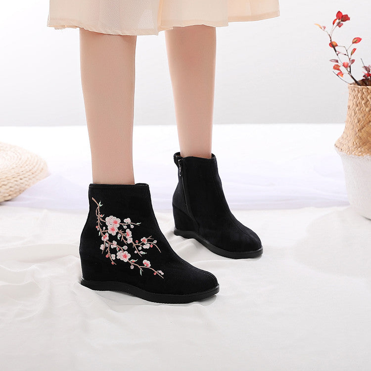 Women's Style Embroidered Height Increasing Insole Ancient Han Canvas Shoes Newgew