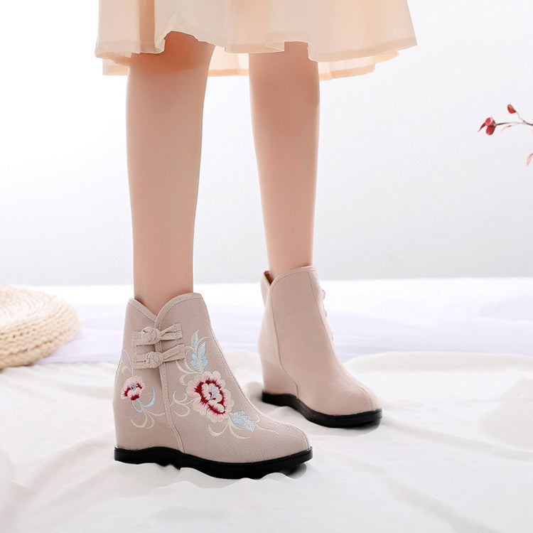 Women's Style Embroidered Height Increasing Insole Ancient Han Canvas Shoes Newgew