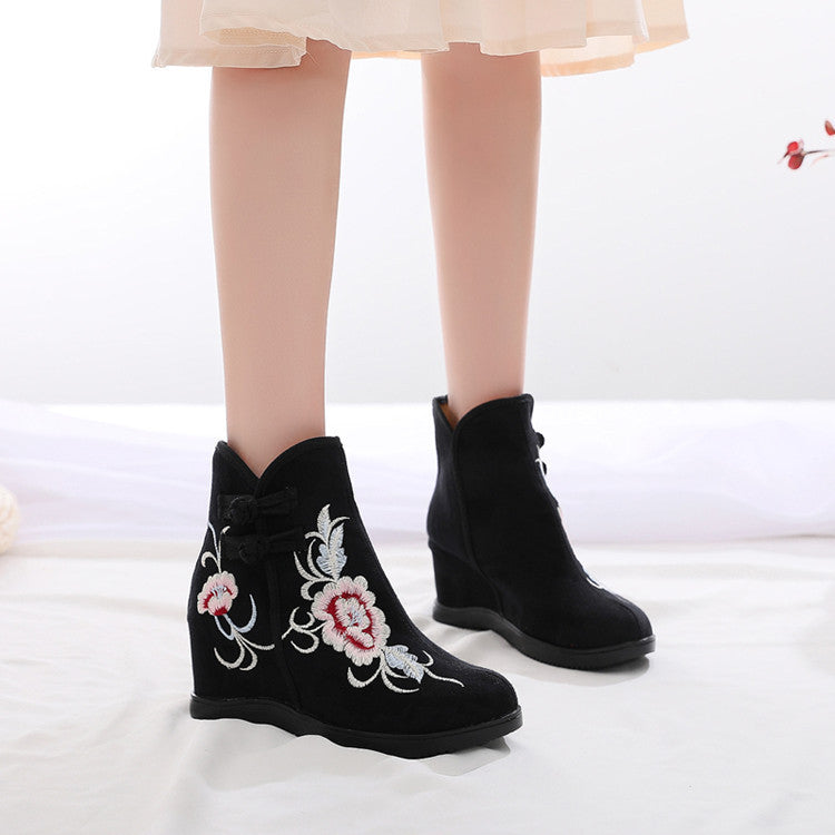Women's Style Embroidered Height Increasing Insole Ancient Han Canvas Shoes Newgew