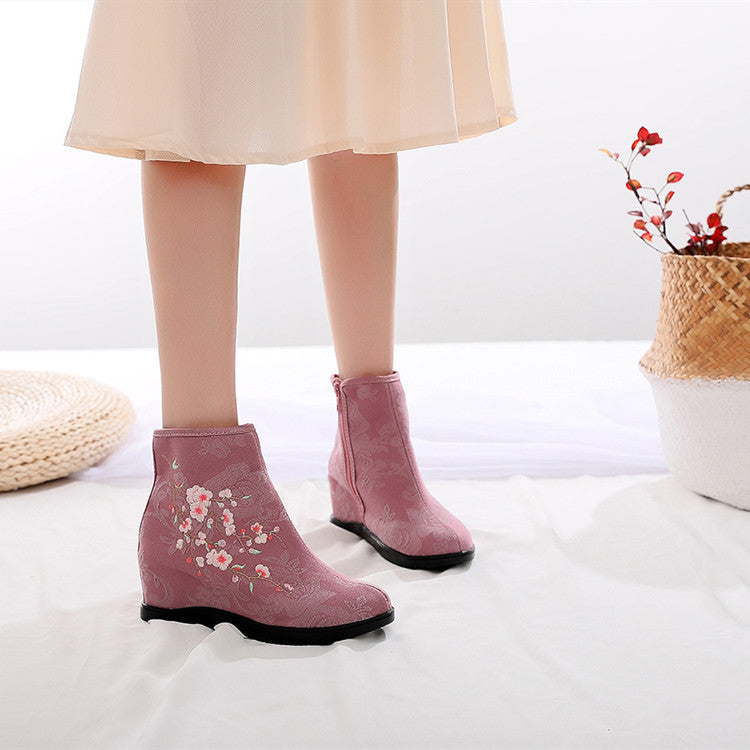 Women's Style Embroidered Height Increasing Insole Ancient Han Canvas Shoes Newgew