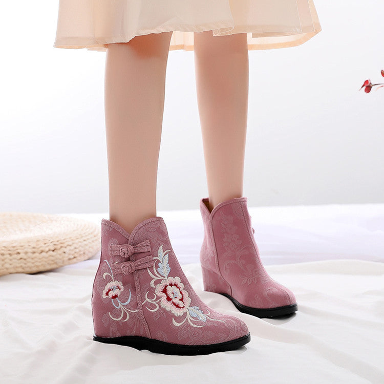 Women's Style Embroidered Height Increasing Insole Ancient Han Canvas Shoes Newgew