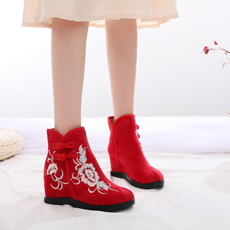 Women's Style Embroidered Height Increasing Insole Ancient Han Canvas Shoes Newgew