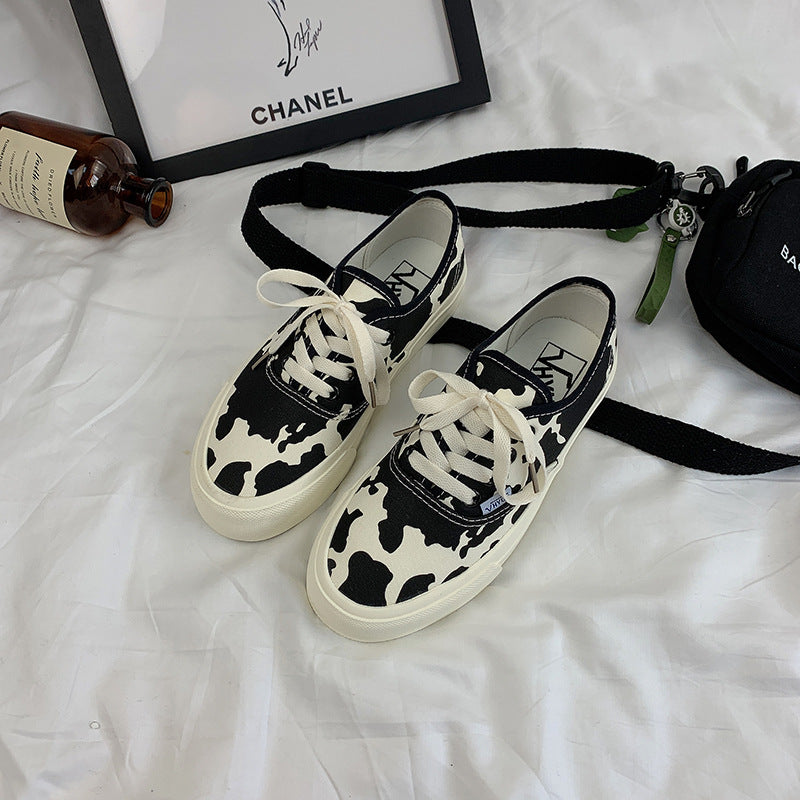 Top Cow White Female Korean Style Canvas Shoes Newgew