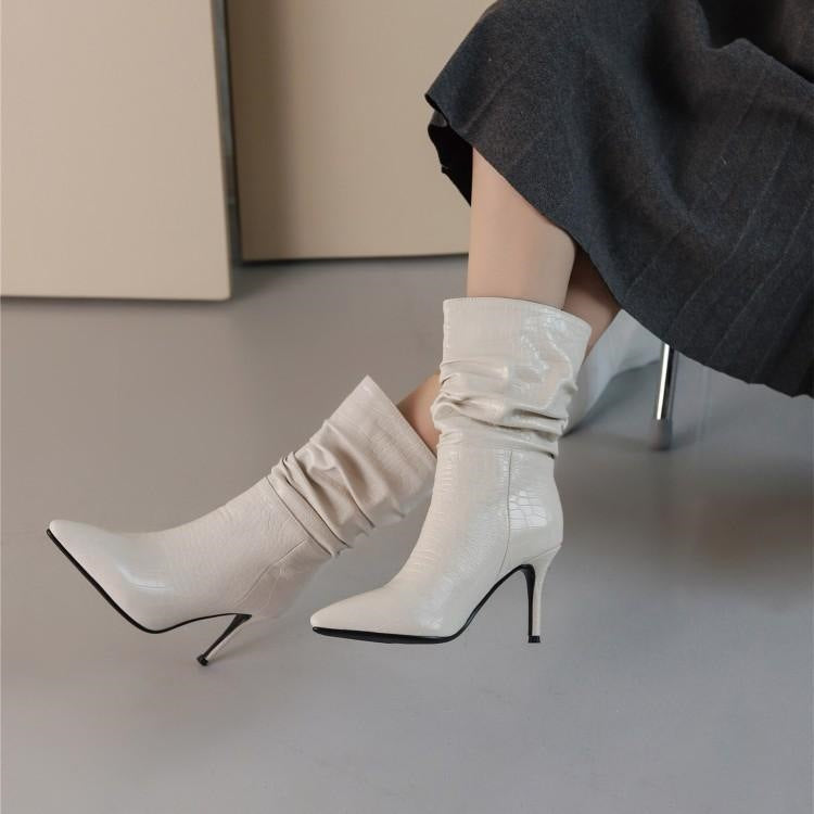 Quilted Beauty Scrunch Stiletto Booties Newgew