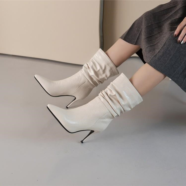 Quilted Beauty Scrunch Stiletto Booties Newgew