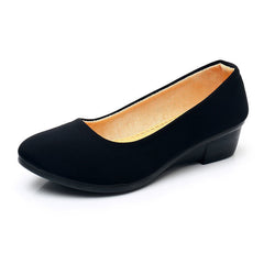 Stylish Women's Flat Soft Bottom Black Canvas Shoes Newgew