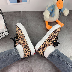 Style Leopard Print With Female Soft Canvas Shoes Newgew