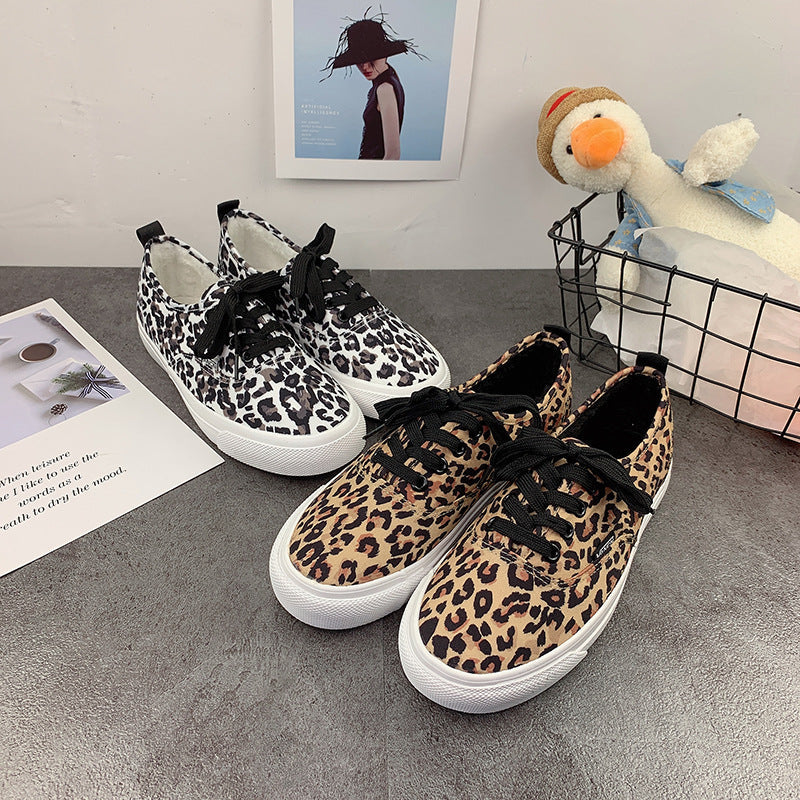 Style Leopard Print With Female Soft Canvas Shoes Newgew