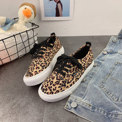 Style Leopard Print With Female Soft Canvas Shoes Newgew