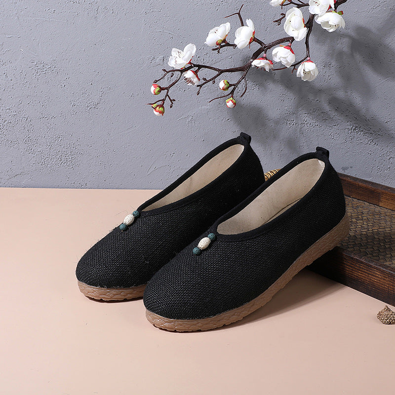 Style Embroidered Tea Clothes And Linen Canvas Shoes Newgew