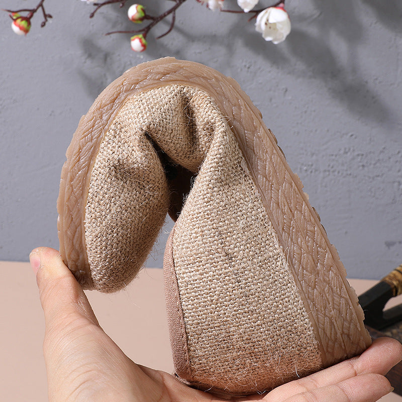 Style Embroidered Tea Clothes And Linen Canvas Shoes Newgew