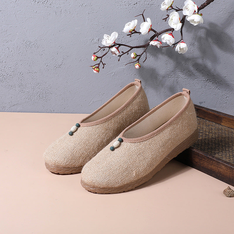 Style Embroidered Tea Clothes And Linen Canvas Shoes Newgew