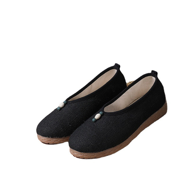 Style Embroidered Tea Clothes And Linen Canvas Shoes Newgew