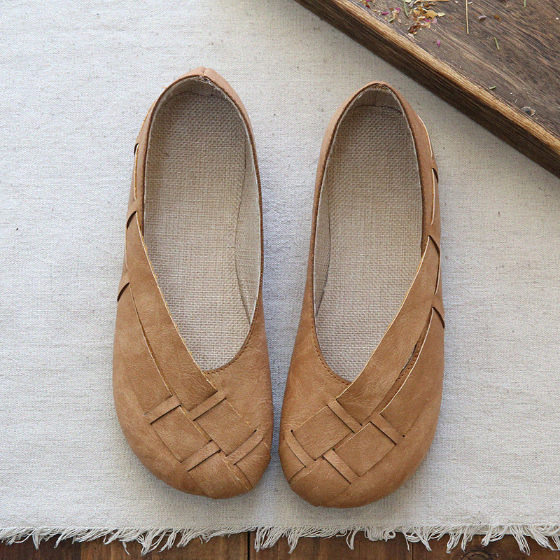 Women Retro Plaited Canvas Summer Flats Newgew Shoes