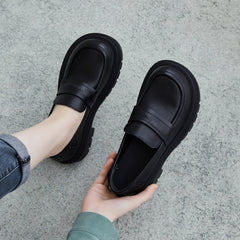 Women Retro Leather Lug Sole Loafers Newgew Shoes