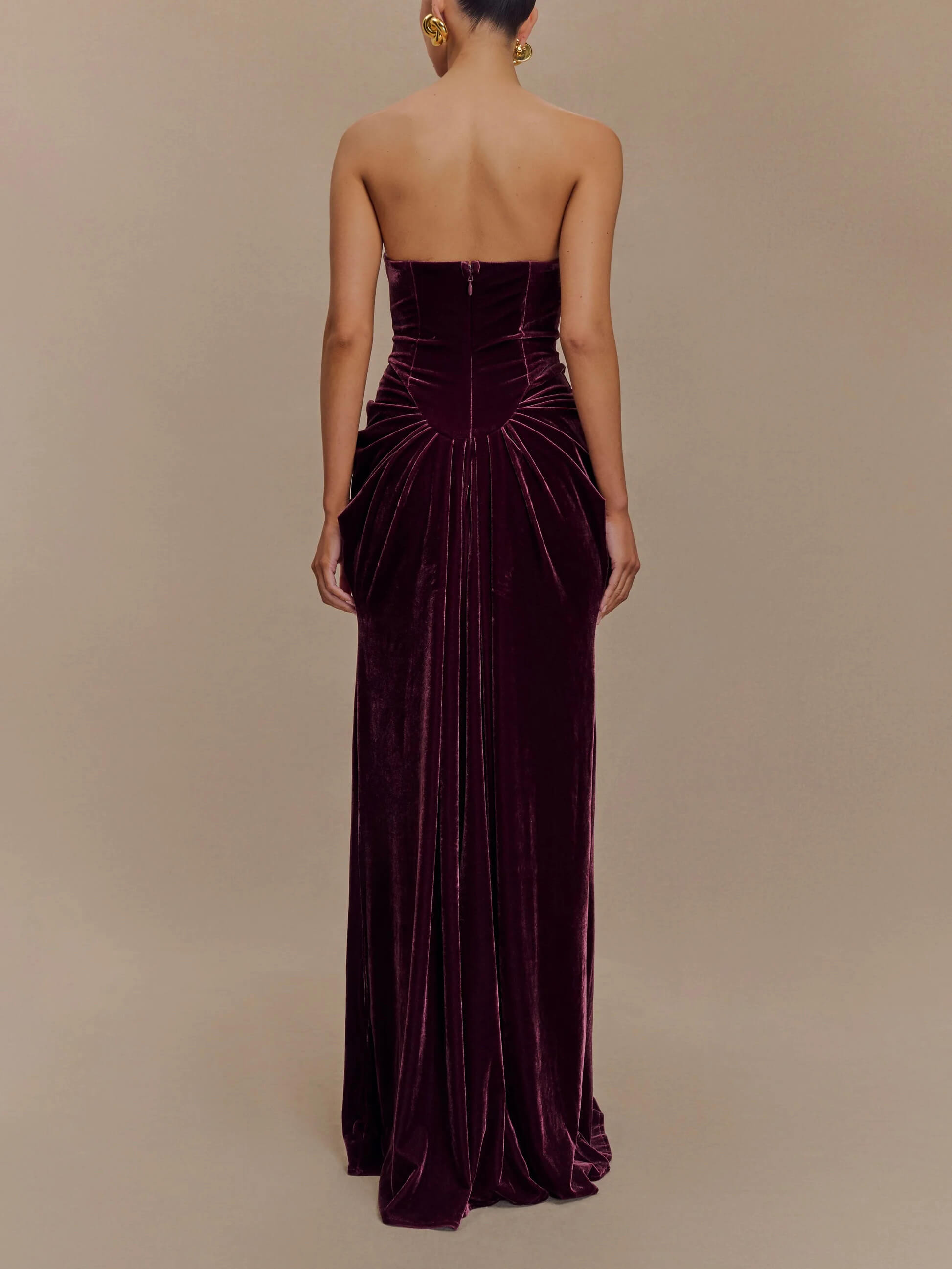 Strapless Velvet Maxi Dress - Plum Newgew Dresses
