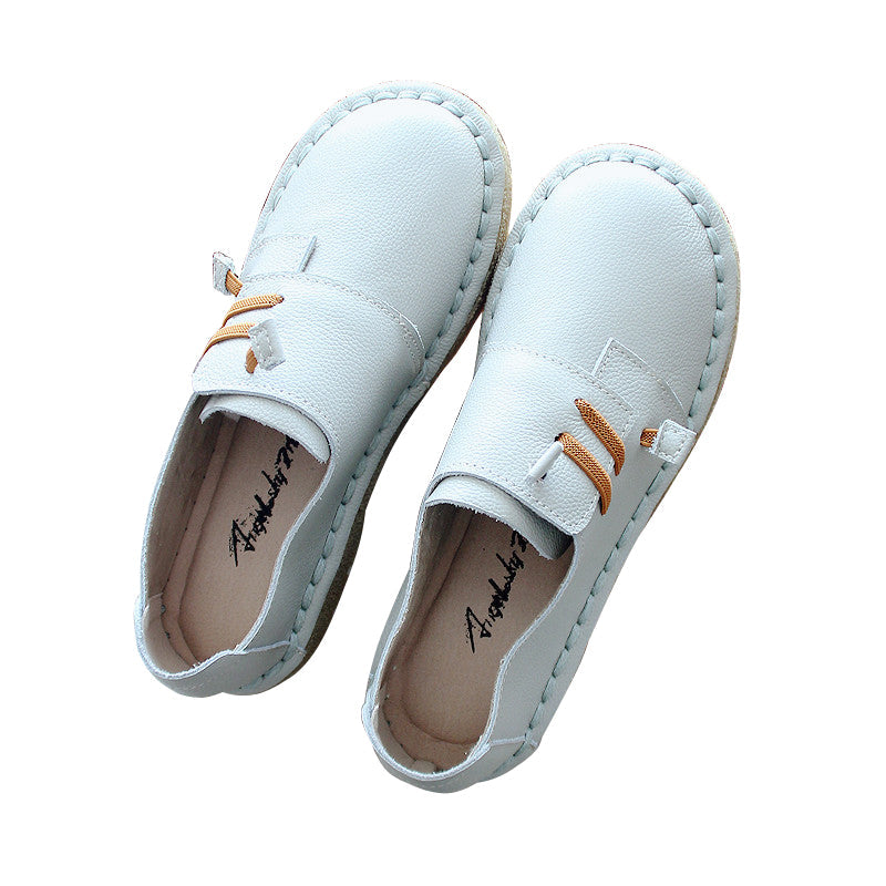 Women Retro Soft Cowhide Leather Casual Shoes Newgew Shoes