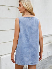 Washed Denim Suspender Dress Midi Newgew Dresses
