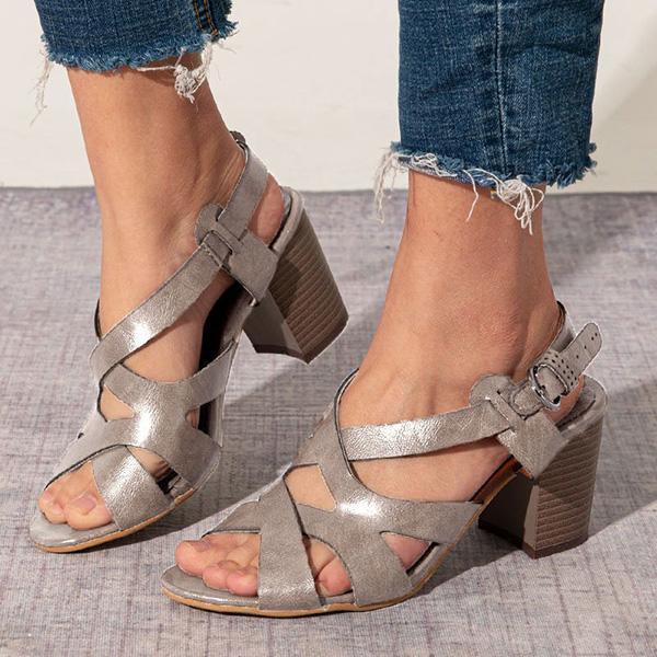 Women Vintage Chunky Heel Pumps Casual Sandals NewGew