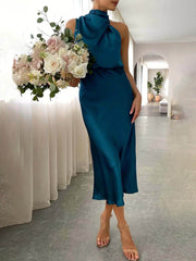 Unique Bridesmaid Sleeveless High Neck Maxi Dresses Newgew Dresses
