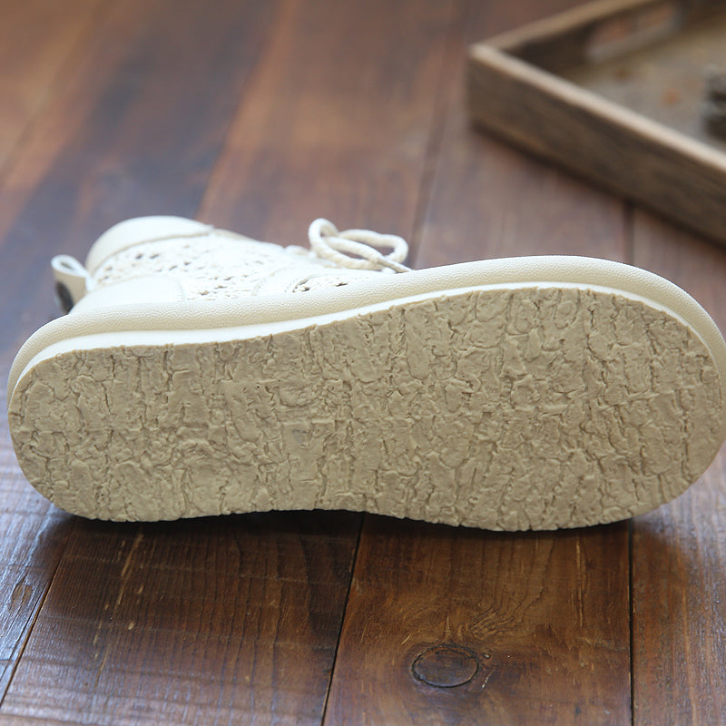 Women Hollow Cotton Linen Summer Flat Boots Newgew Shoes