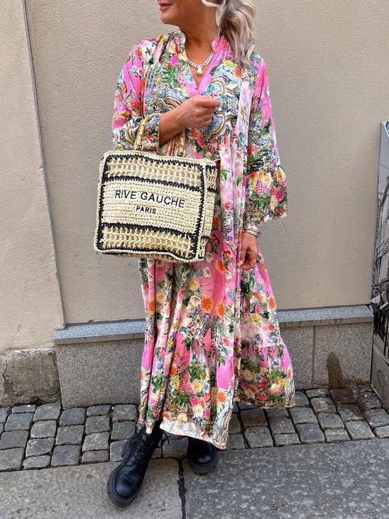 Marsell Maxi Dress Flower Pink Newgew Dresses