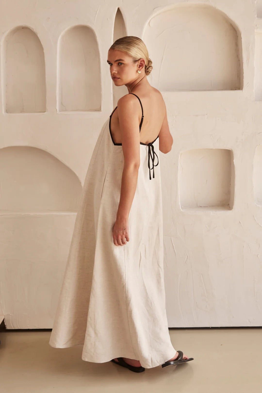 Contrast Linen Maxi Dress Newgew Dresses