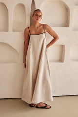 Contrast Linen Maxi Dress Newgew Dresses