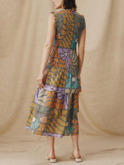 Multicolor Botanical Print Midi Dress Newgew Dresses