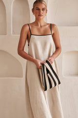 Contrast Linen Maxi Dress Newgew Dresses