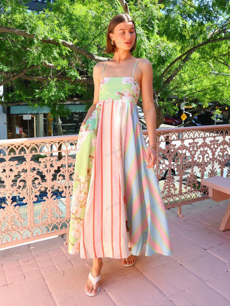 Graffiti Print Sleeveless A-Line Maxi Dress Newgew Dresses