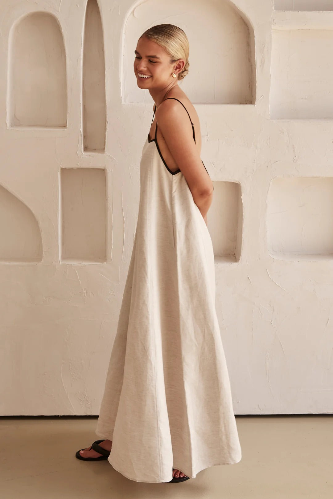Contrast Linen Maxi Dress Newgew Dresses