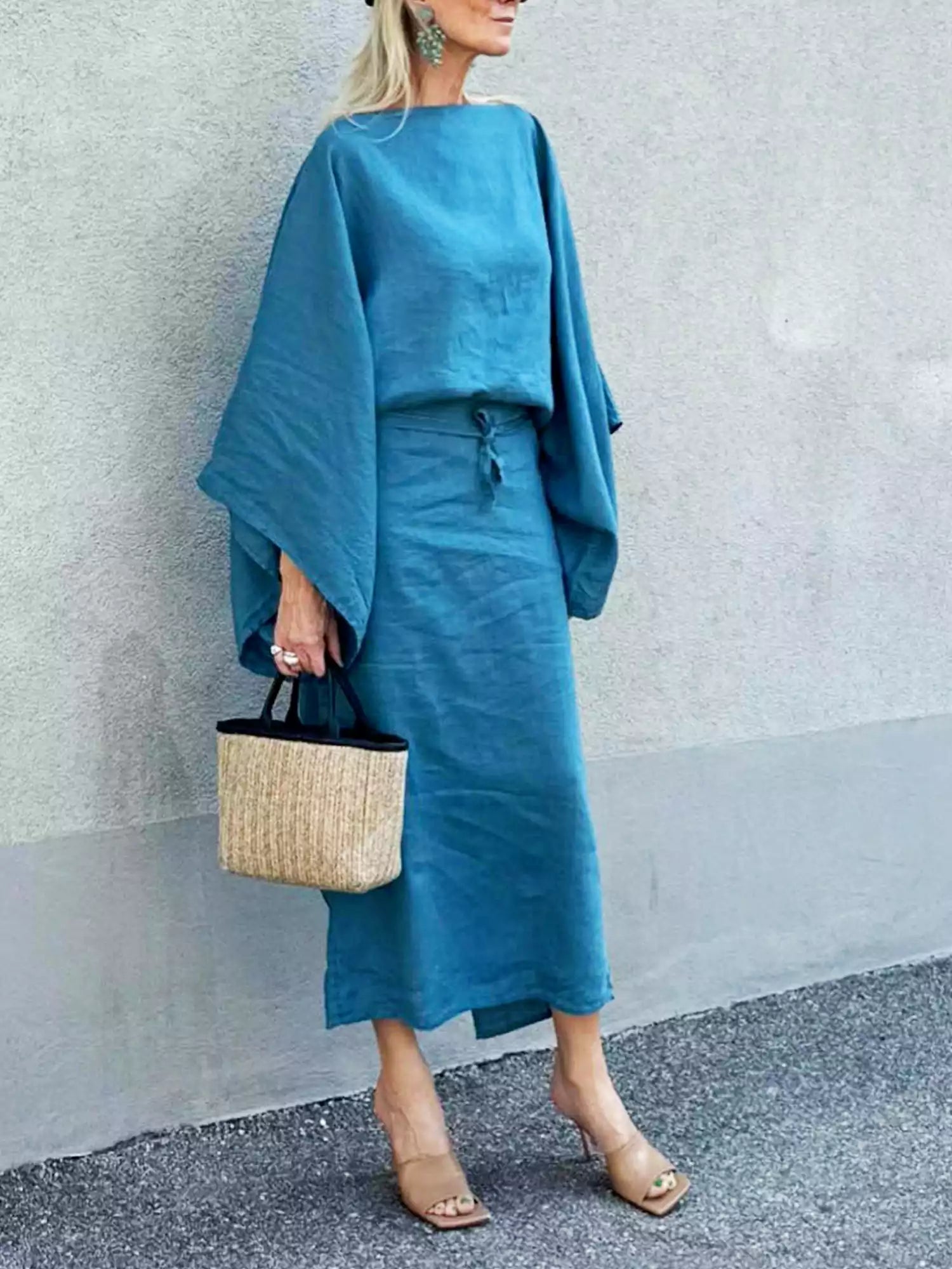 Crimson Linen Breeze Kimono Dress Newgew Dresses