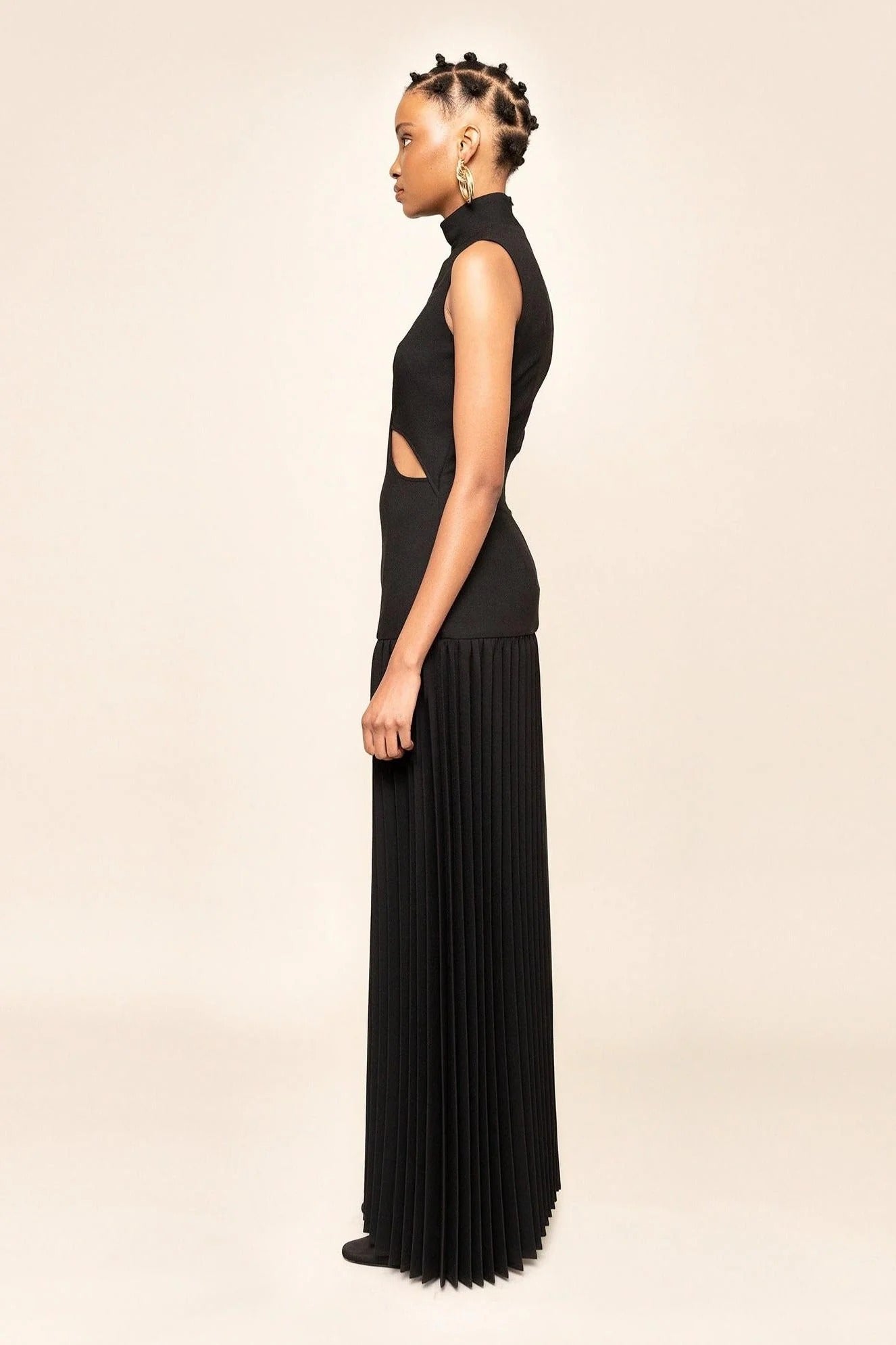 Pleated Cutout Maxi Dress Newgew Dresses