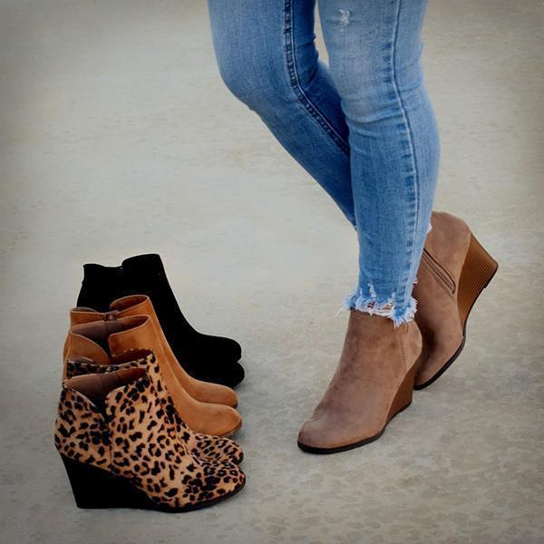 Side Slit Wedge Booties NewGew