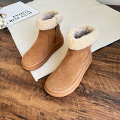 Women Retro Minimalist Suede Furred Snow Boots Newgew Shoes