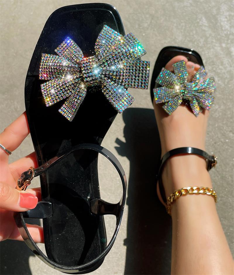 Casual Patchwork With Bow Rhinestone Square Comfortable Out Door Shoes NewGew