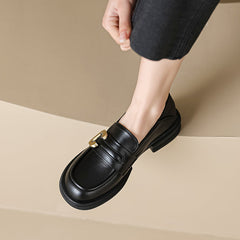 Women Retro Minimalist Soft Leather Casual Loafers Newgew Shoes