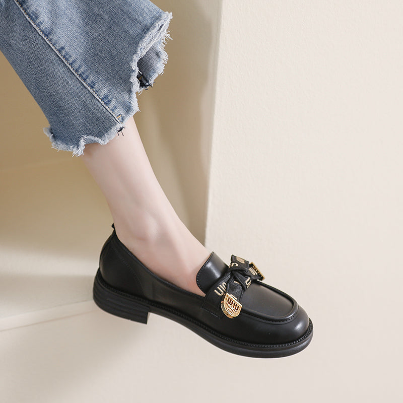 Women Fashion Bowknot Casual Lug Sole Loafers Newgew Shoes