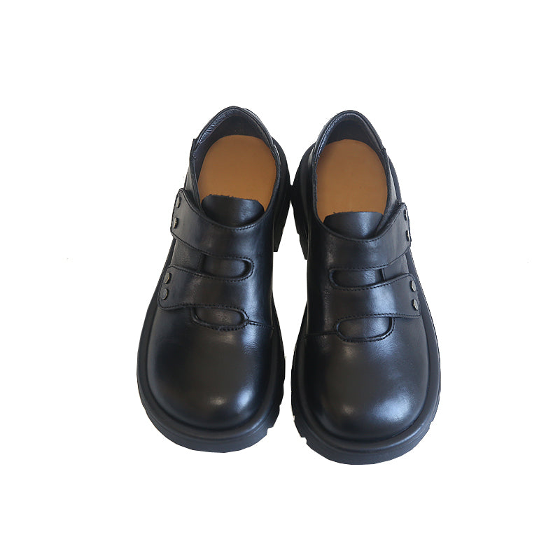 Women Retro Cowhide Leather Casual Shoes Newgew Shoes
